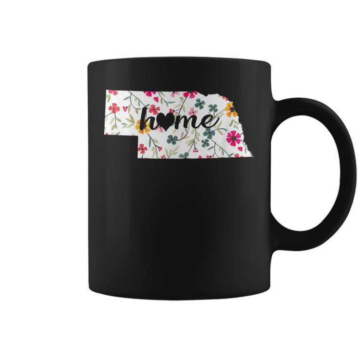 Floral Nebraska Home Coffee Mug