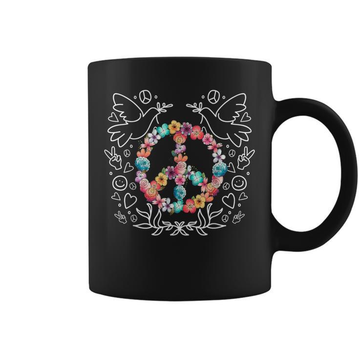 Floral Peace Sign Love 60S 70S Tie Die Hippie Costume Coffee Mug