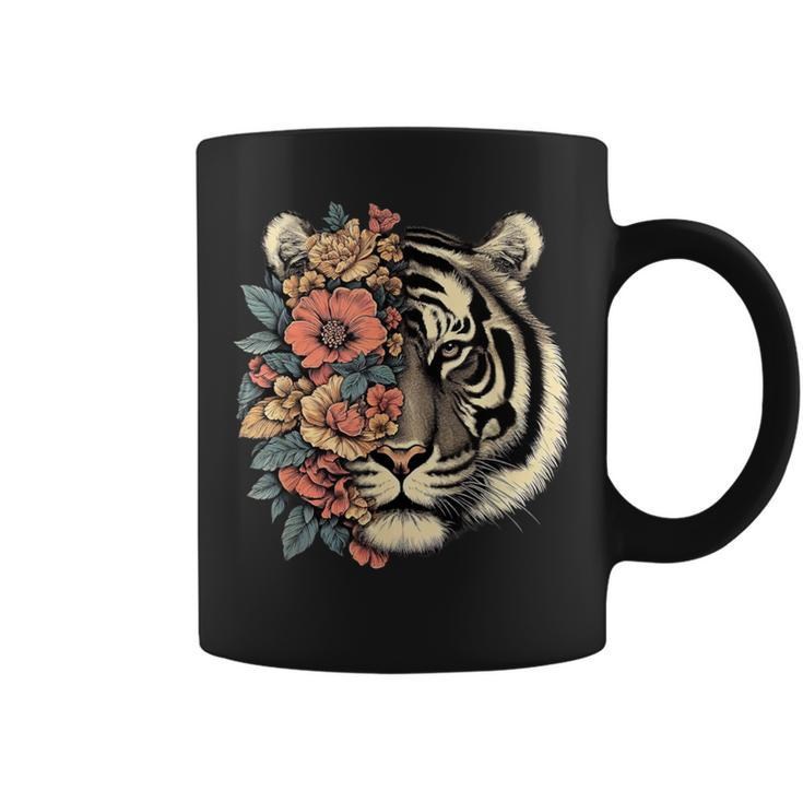 Floral Tiger Girls Flowers Tiger Face For Tigers Lover Coffee Mug