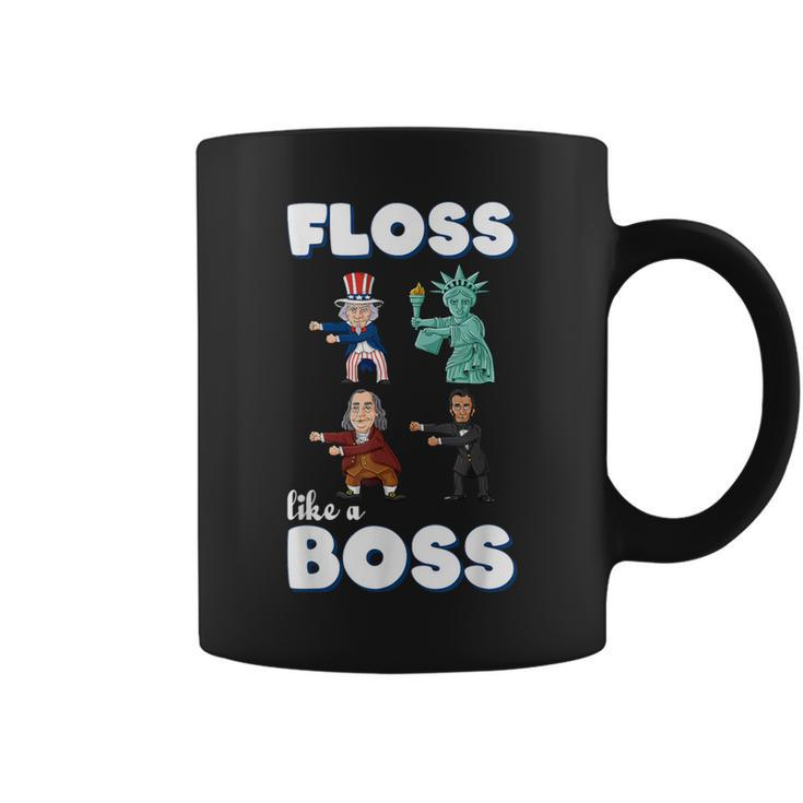 Floss Like A Boss Uncle Sam Ben Franklin 4Th Of July Coffee Mug