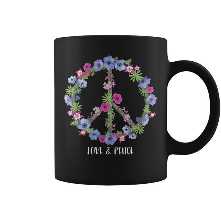 Flower Pattern Peace Symbol Girls Love Coffee Mug