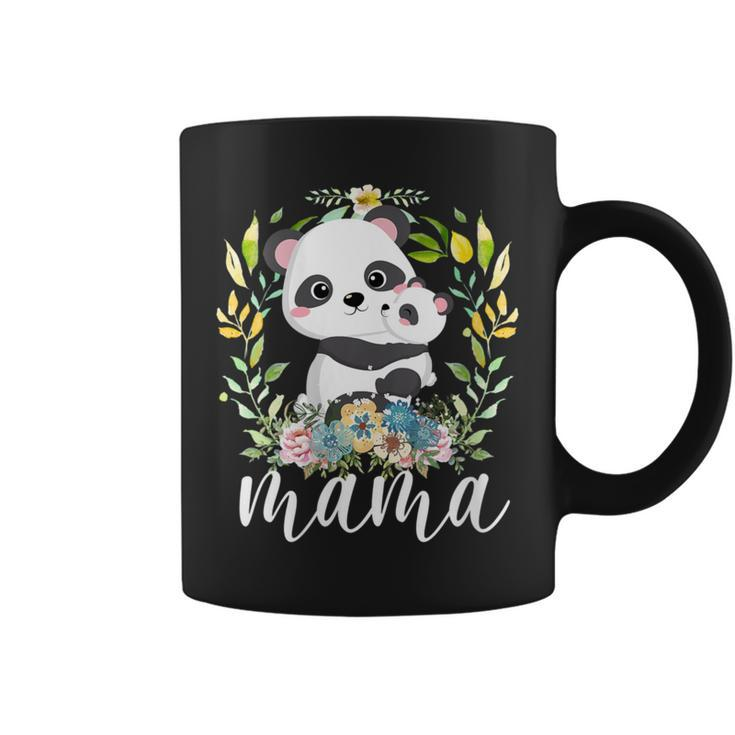 Flowers Mom & Cute Baby Panda Animal Mama Mother's Day Coffee Mug