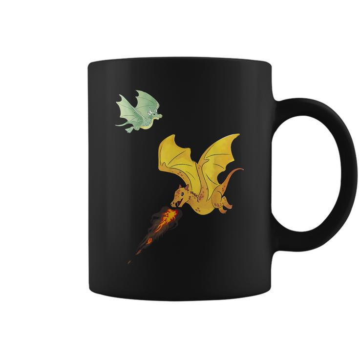 Flying Dragons & Flames Lizard Wyverns Coffee Mug