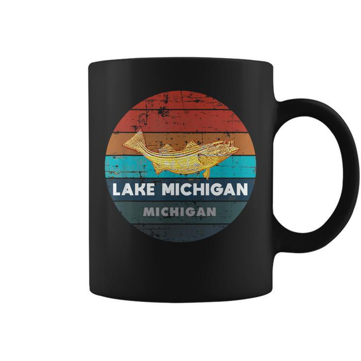 Flying Fishing Bass Salmon Fish Trout Lake Michigan Retro Coffee Mug