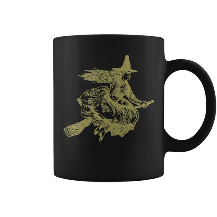 Flying Witch On A Broom Occult Magic Dark Gothic Coffee Mug