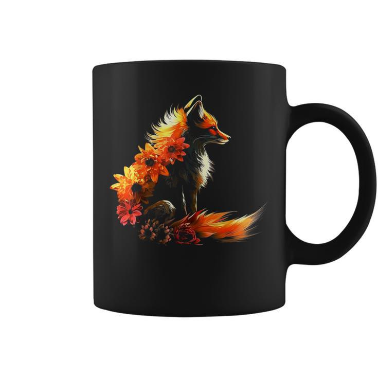 Fox Flowers Artificial Animal Fox Coffee Mug