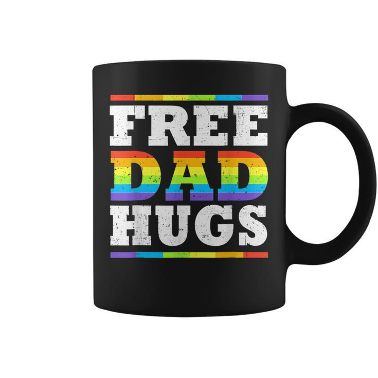 Free Dad Hugs Rainbow Lgbt Pride Month Fathers Day Coffee Mug