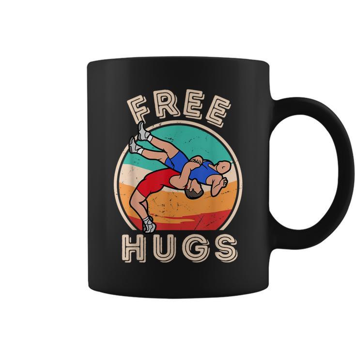 Free Hugs Wrestling Wrestling Coach Vintage Wrestle Coffee Mug