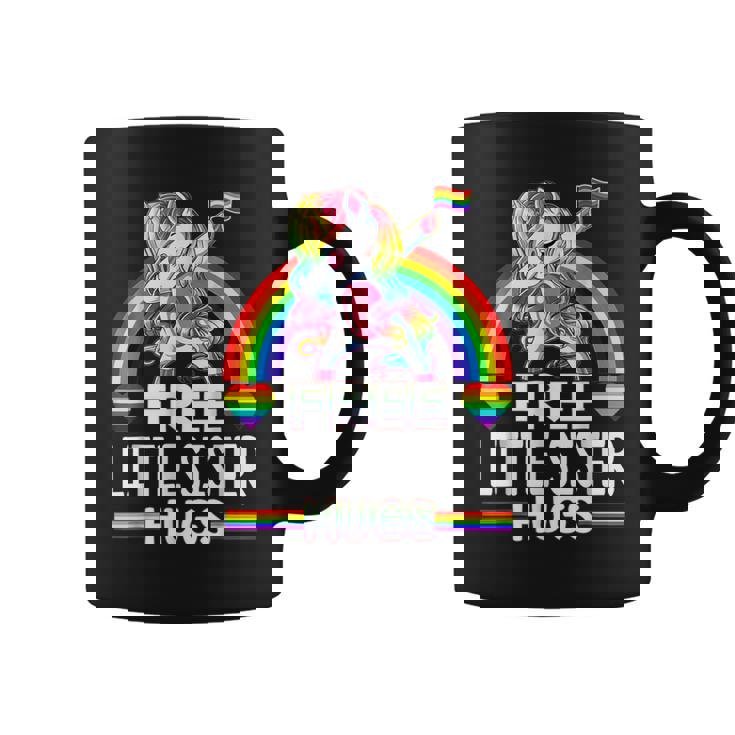 Free Little Sister Hugs Unicorn Lgbt Pride Rainbow Coffee Mug