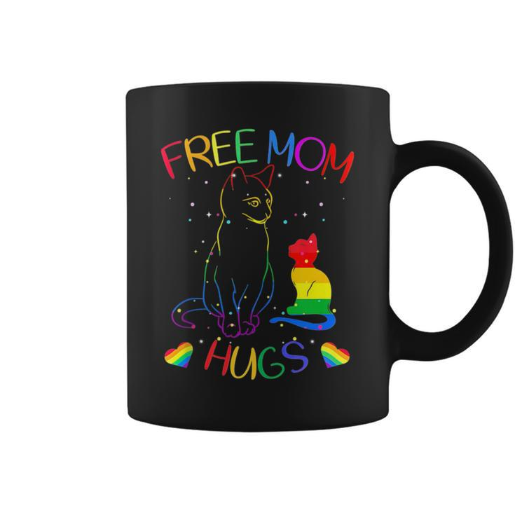 Free Mom Hugs Lgbt Pride Mama Cat Rainbow Cute Coffee Mug