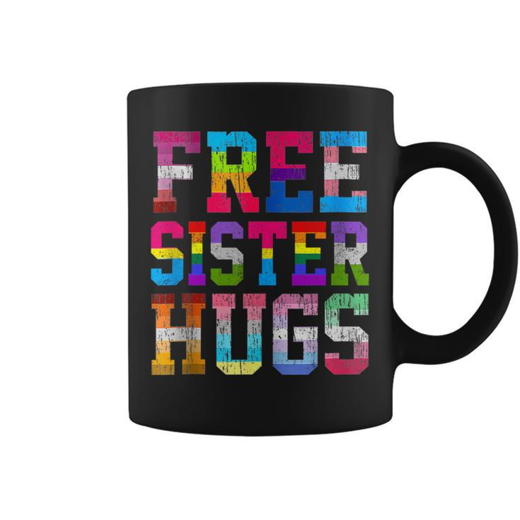 Free Sister Hugs Pride Month Rainbow Transgender Flag Lgbtq Coffee Mug