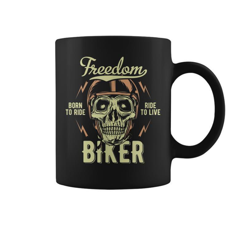 Freedom Biker Motorcycle Rider Skull Skeleton Coffee Mug