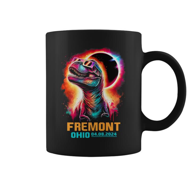 Fremont Ohio Total Solar Eclipse 2024 Dinosaur Colorful Coffee Mug