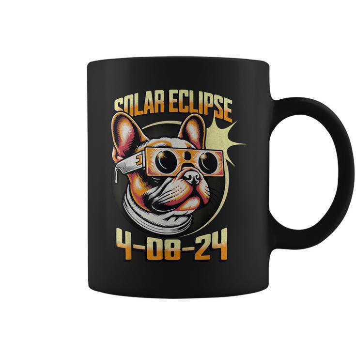 French Bulldog Wearing Solar Eclipse Glasses 2024 Coffee Mug