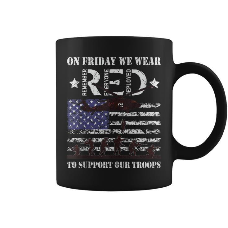 On Friday We Wear Red Support Our Troops American Flag Retro Coffee Mug