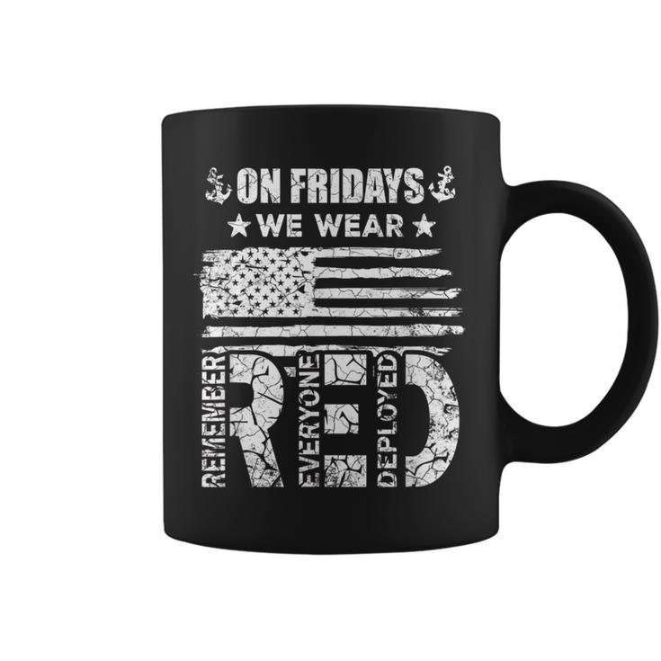 On Friday We Wear Red Friday Us Flag Military Supportive Coffee Mug