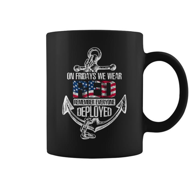 On Fridays We Wear Red Friday Navy Us Flag Distressed Coffee Mug