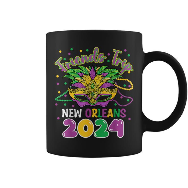 Friends Trip New Orleans 2024 Mardi Gras Masked Coffee Mug