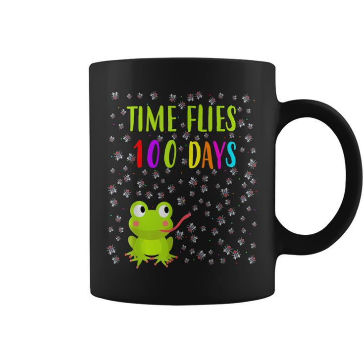 Frog Fly Time Flies 100 Days 100Th Day Of School Students Coffee Mug