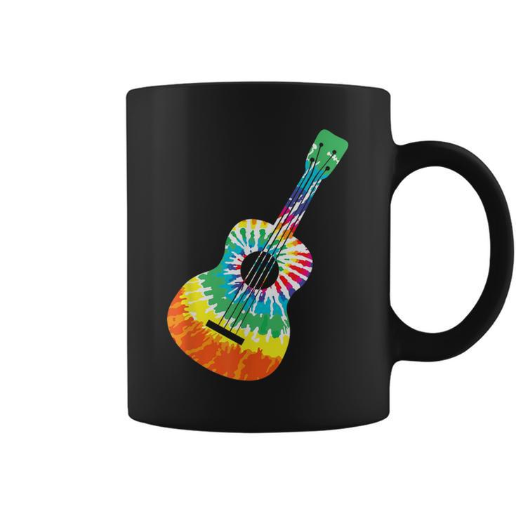 Fun Hippie Rainbow Tie Dye Acoustic Guitar Coffee Mug