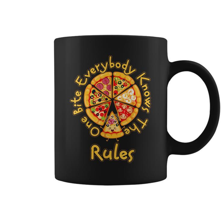 1 One Bite Everybody Knows Rules Pizza Food Lover Coffee Mug