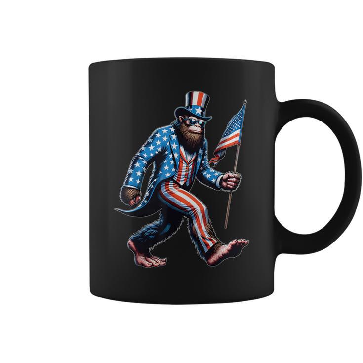 4Th Of July Bigfoot Sasquatch American Flag Patriotic Coffee Mug