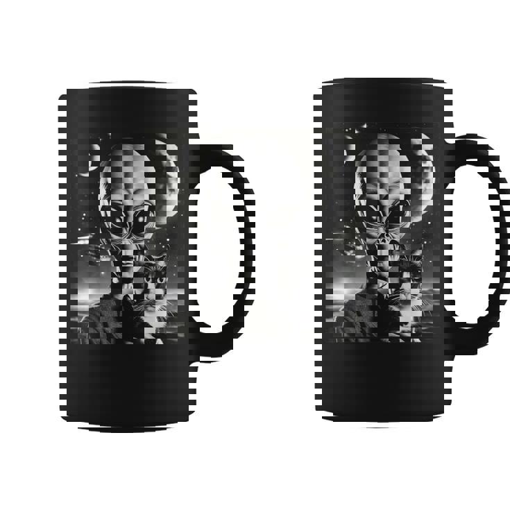 Alien And Cat Ufo Outer Space Cat Lover Kitten Coffee Mug