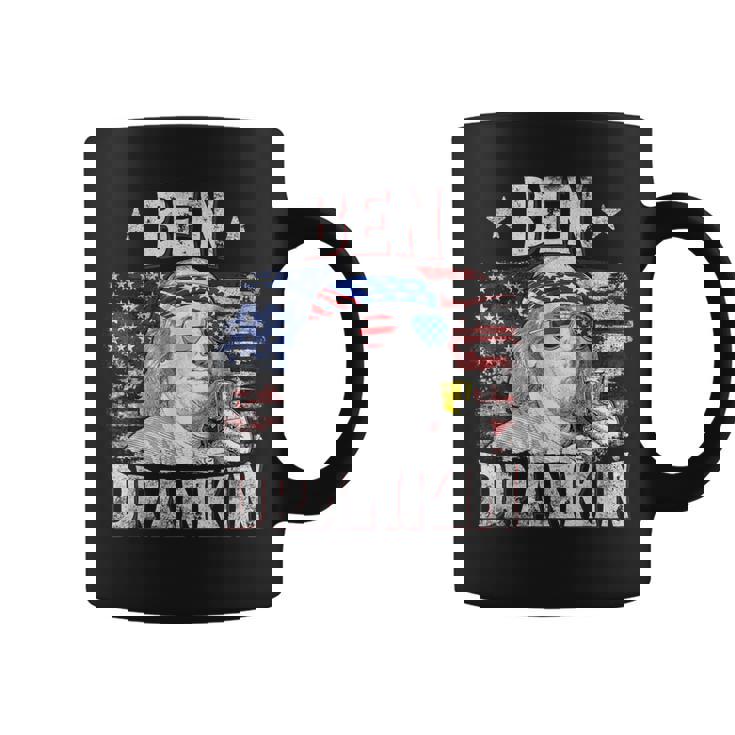 Ben Drankin 4Th Of July Usa Flag Drinking Beer Coffee Mug