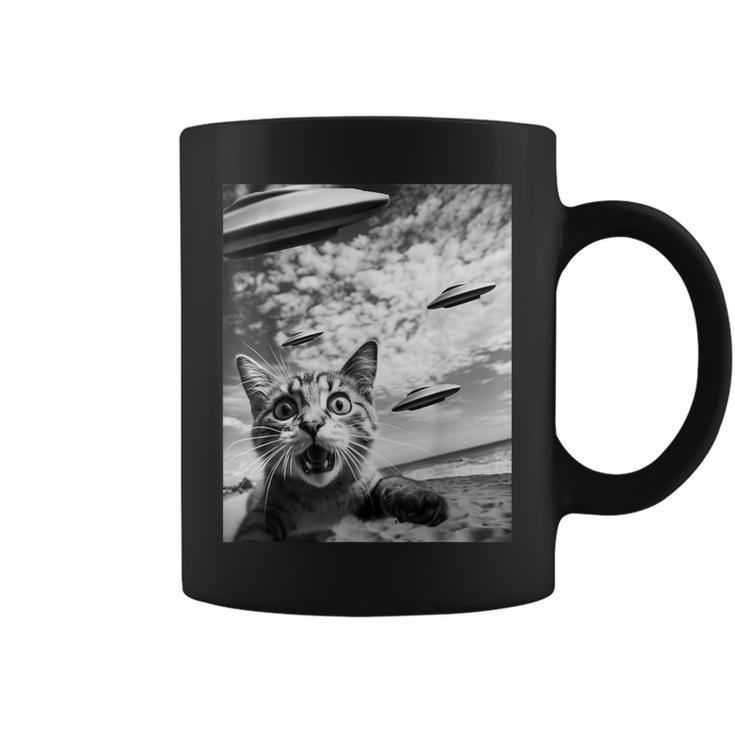 Cat Selfie With Alien Ufos Coffee Mug