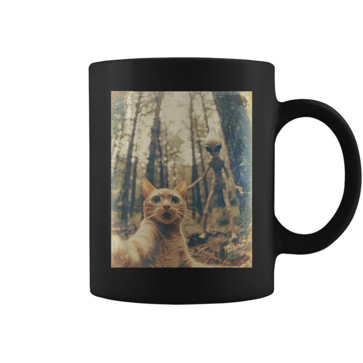 Cat Selfie Alien Vintage Ufo Alien Cat Photo Coffee Mug