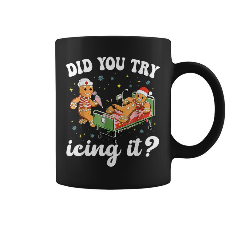 Christmas Nurse Gingerbread Man Did You Try Icing It Coffee Mug