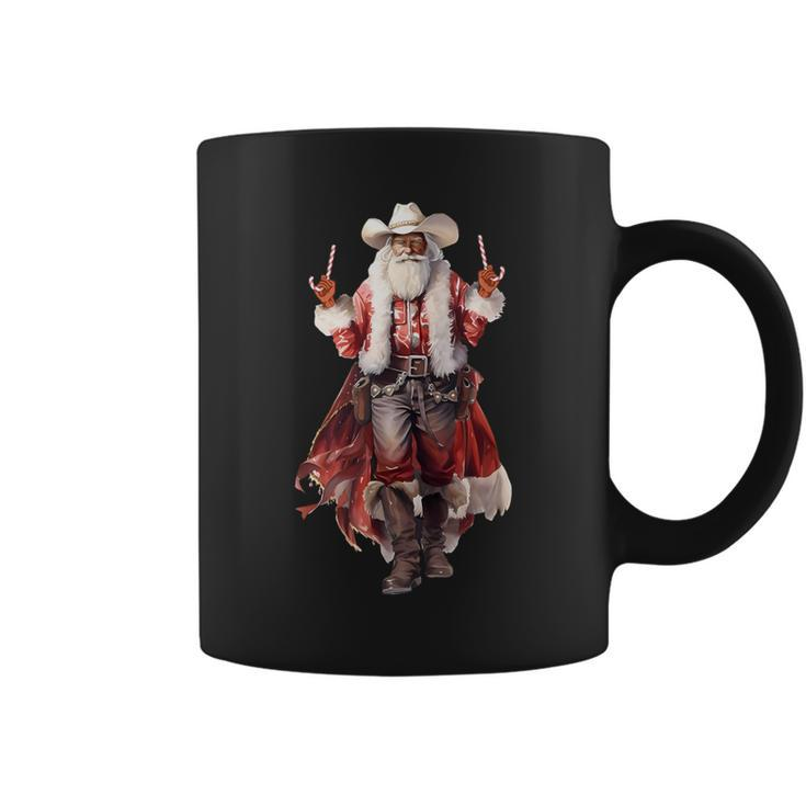 Christmas Western Cowboy Santa Claus And Candy Cane Coffee Mug