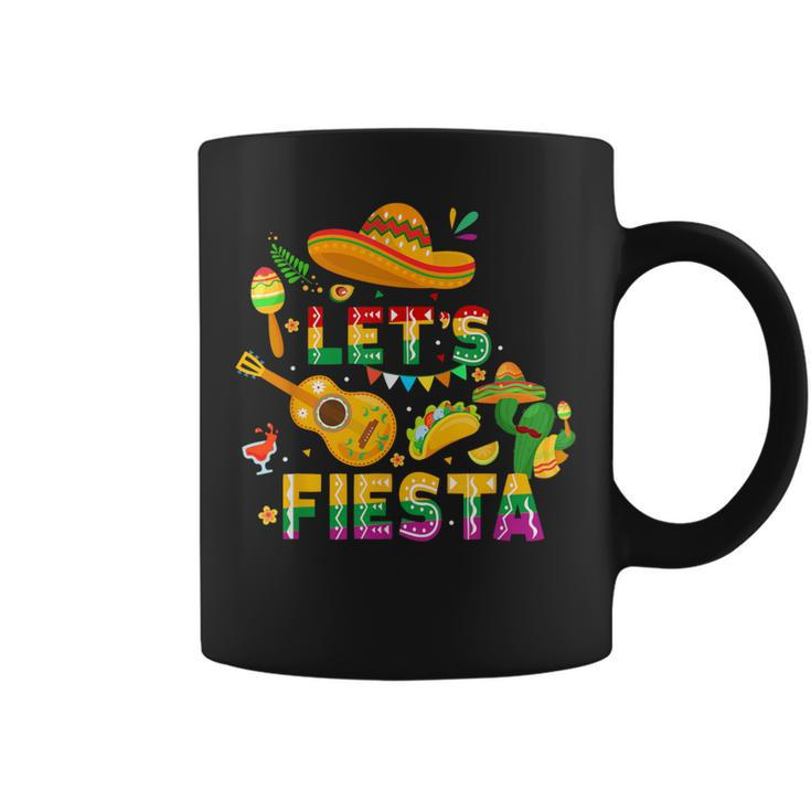 Cinco De Mayo Mexican Guitar Cactus Let's Fiesta Coffee Mug