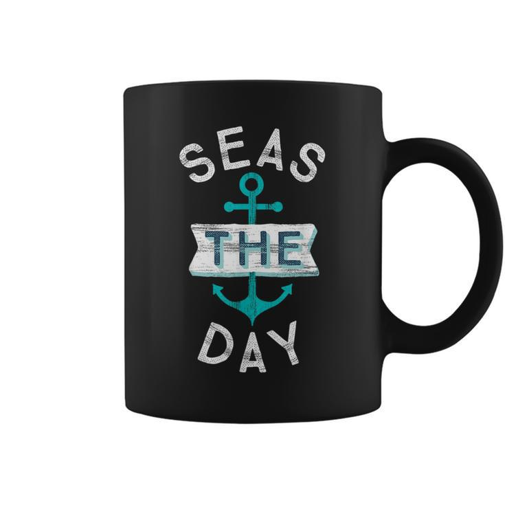 Cruise Saying Seas Day Teal Nautical Anchor Coffee Mug
