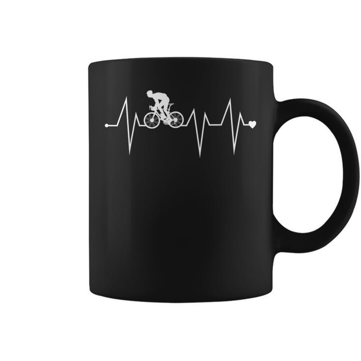 Cycling Cyclist Biker Heartbeat Heart Pulse Rate Ekg Coffee Mug