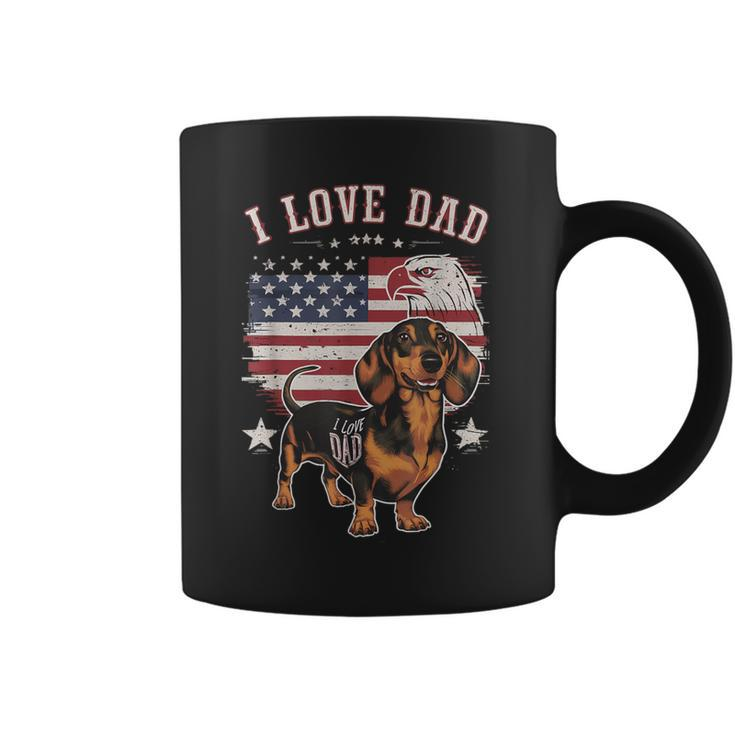 Dachshund Tattoo I Love Dad Fathers Day Patriotic Coffee Mug