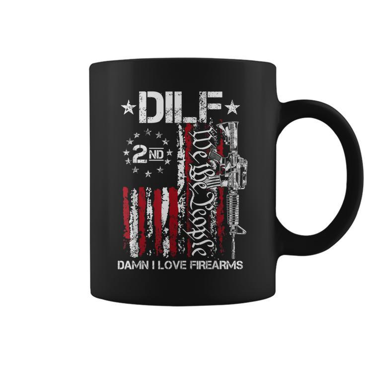 Dilf Damn I Love Firearms Gun American Flag Coffee Mug