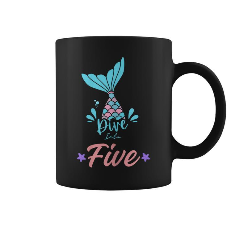 Dive Into Five Mermaid 5Th Birthday Coffee Mug