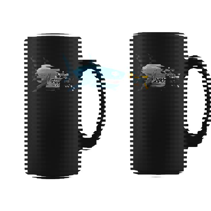 Diving Scuba Diving Deep Sea Diver Shark Novelty Coffee Mug