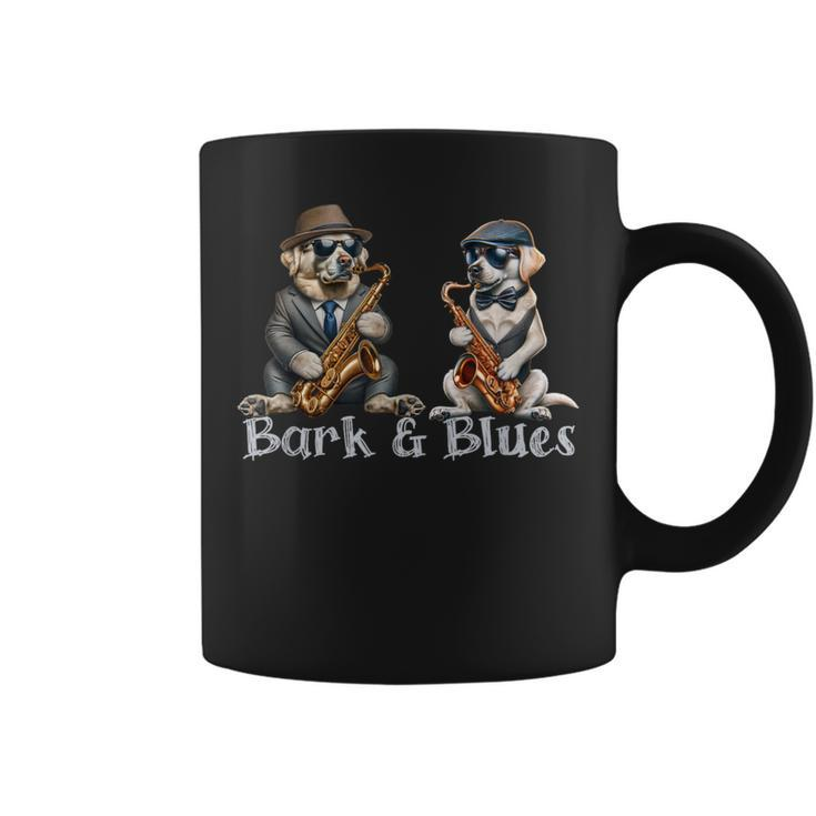 Dogs Playing Saxophone Barks And Blues Jazz Lover Coffee Mug