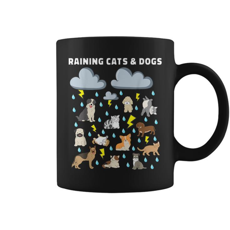 English Idiom Raining Cats And Dogs Puppies Kitten Coffee Mug