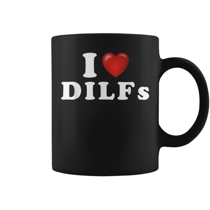 Gag I Love Dilfs I Heart Dilfs Red Heart Cool Coffee Mug