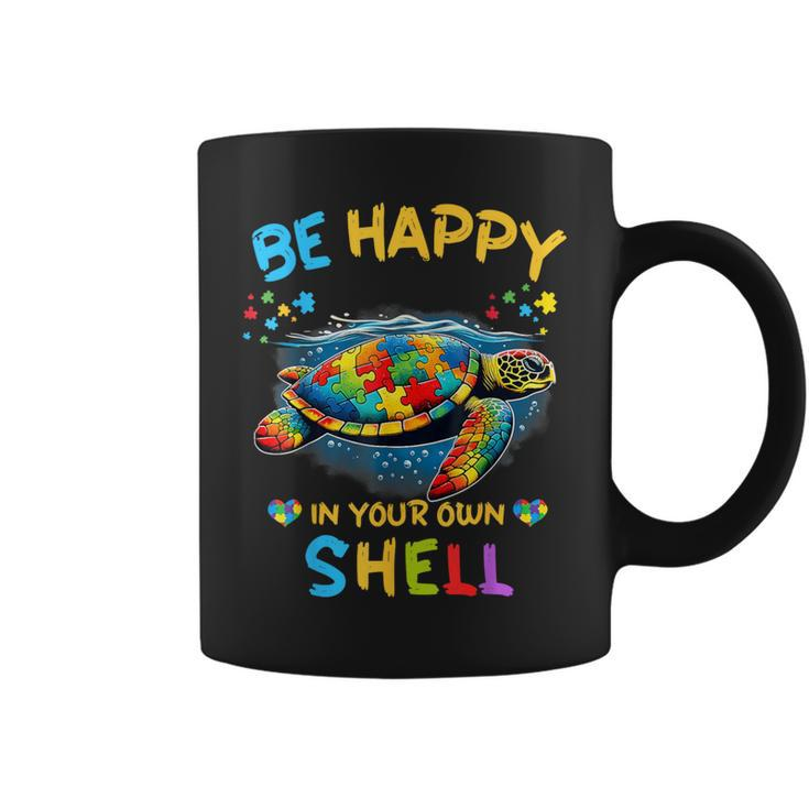 Be Happy In Your Own Shell Autism Awareness Turtle Coffee Mug