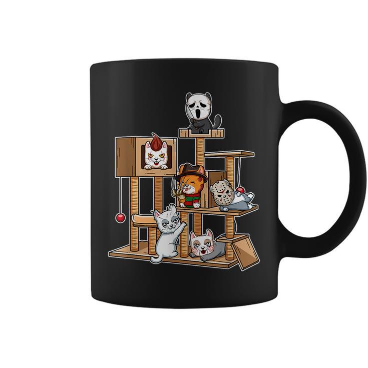 Horror Movie Kitten Playing On Cat Tree Coffee Mug