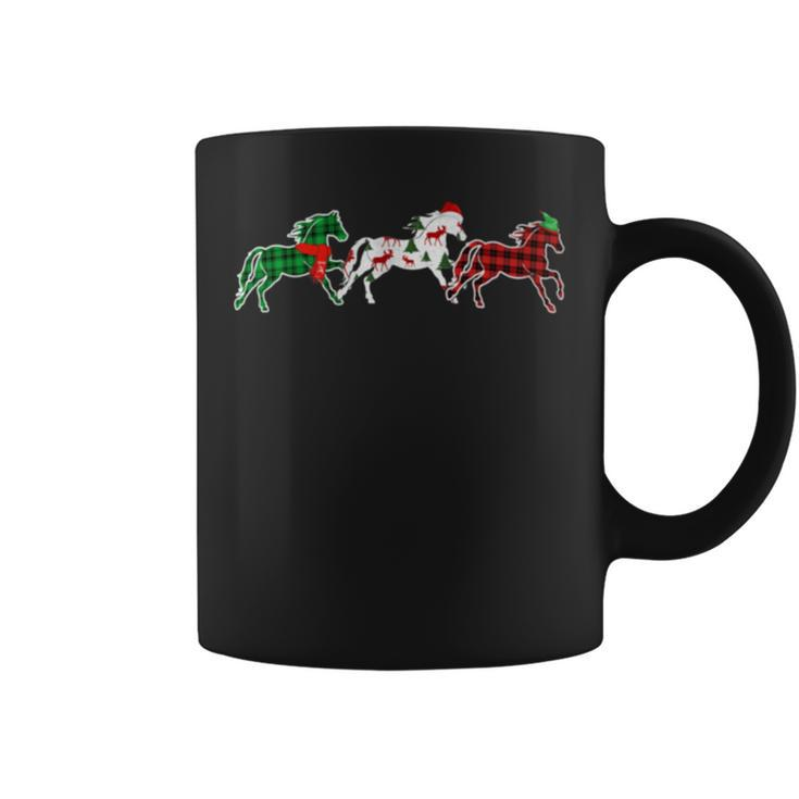 Horse Xmas Tree Lights Red Plaid Christmas Coffee Mug