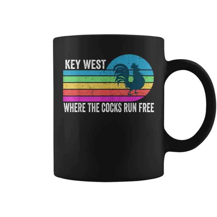 Key West Rooster Where The Cocks Run Free Coffee Mug