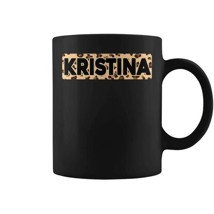 Kristina Leopard Print Personalized Name Kristina Coffee Mug