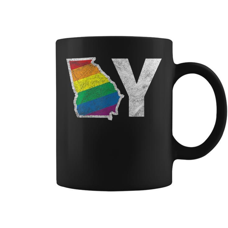 Lgbt Georgia Gay Distressed Rainbow Flag Present Coffee Mug