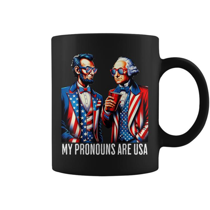 Lincoln Washington 4Th Of July Patriotic Pronouns Usa Coffee Mug