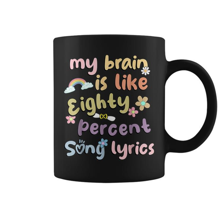 Music Lover Quote My Brain Is 80 Percent Song Lyrics Coffee Mug